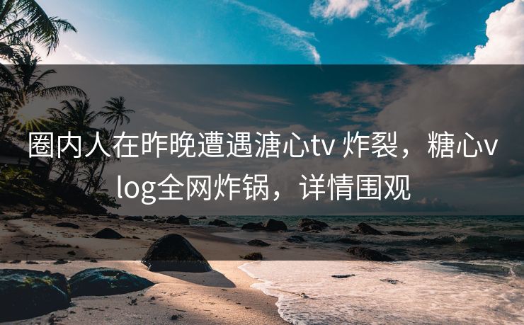 圈内人在昨晚遭遇溏心tv 炸裂，糖心vlog全网炸锅，详情围观