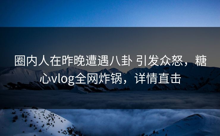 圈内人在昨晚遭遇八卦 引发众怒，糖心vlog全网炸锅，详情直击  第1张