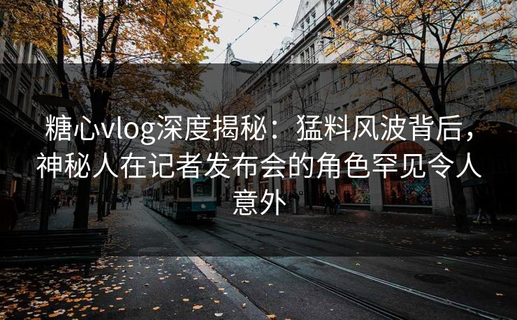 糖心vlog深度揭秘：猛料风波背后，神秘人在记者发布会的角色罕见令人意外  第1张